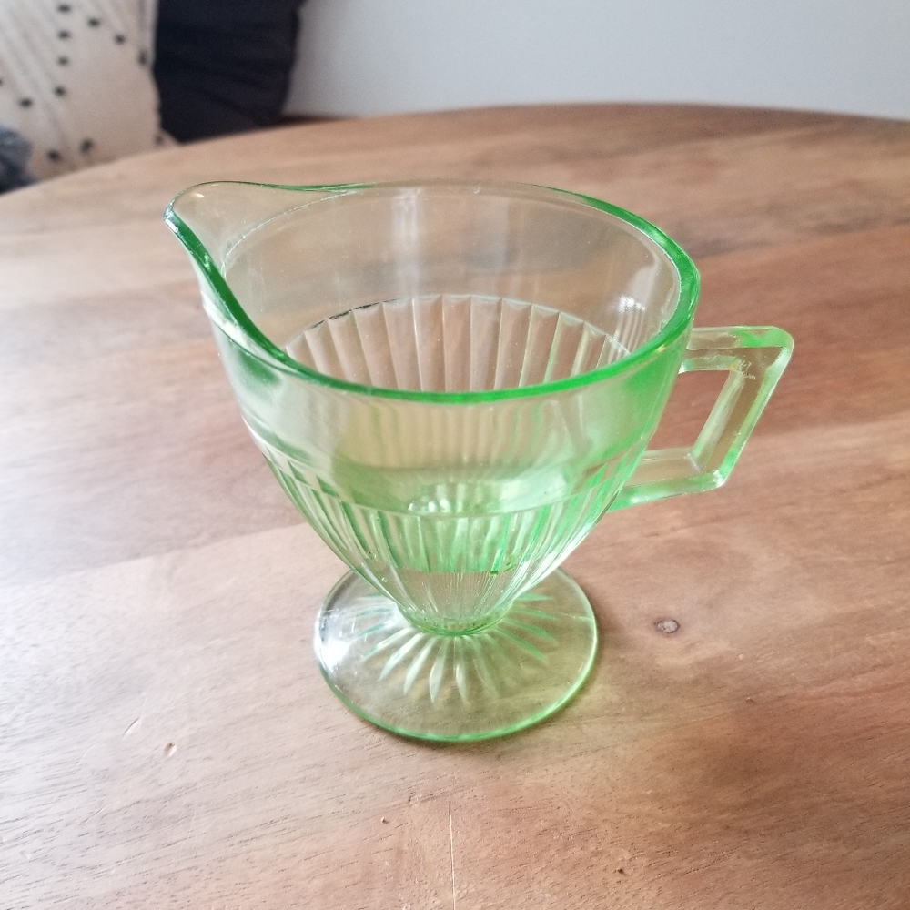 Vintage Vaseline Glass Creamer